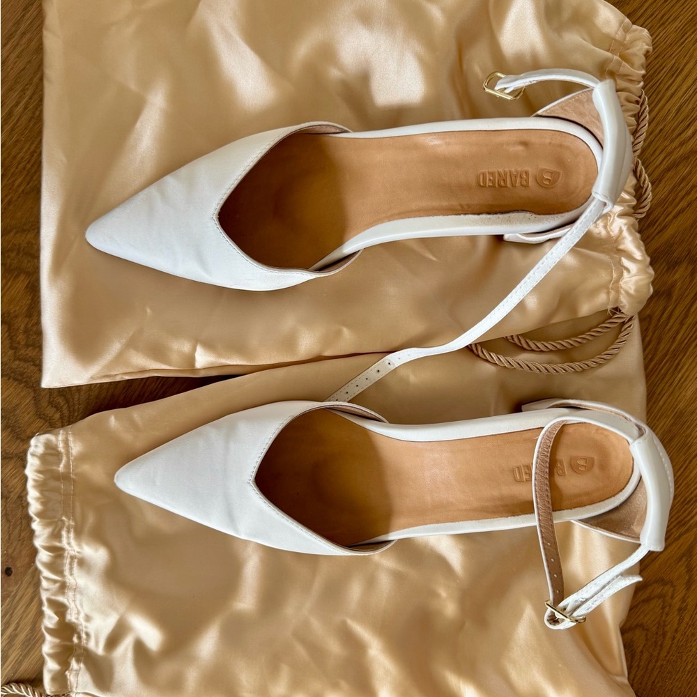 Bared Footwear Buteo White Satin Low Heels - Picture 3 of 5